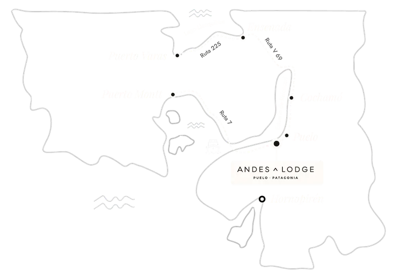 Mapa de ubicación Andes Lodge - Río Puelo, Cochamó